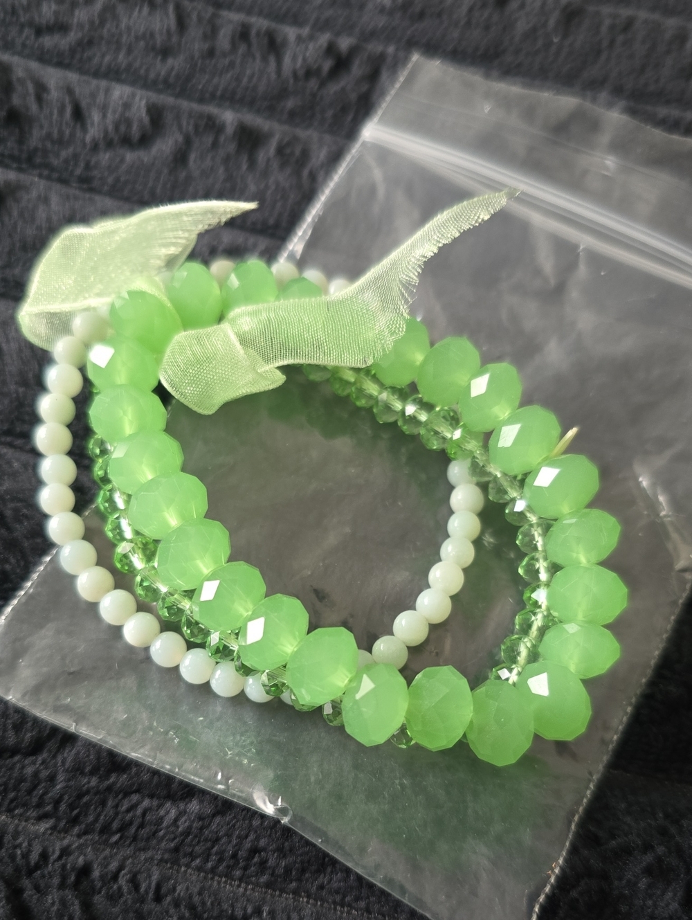 Green Beaded Stretch Bracelet Set - Women Jewelry Bracelets